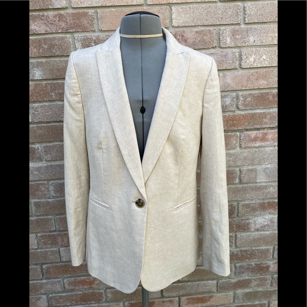 J.Crew Factory Crosshatch Linen-Cotton Holland Blazer (AL221) Cream in Size 4